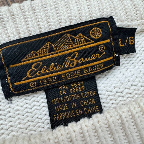 Vintage Eddie Bauer Women's Floral Grandmacore Chunky Heavy Cotton Sweater Large - Picture 4 of 11